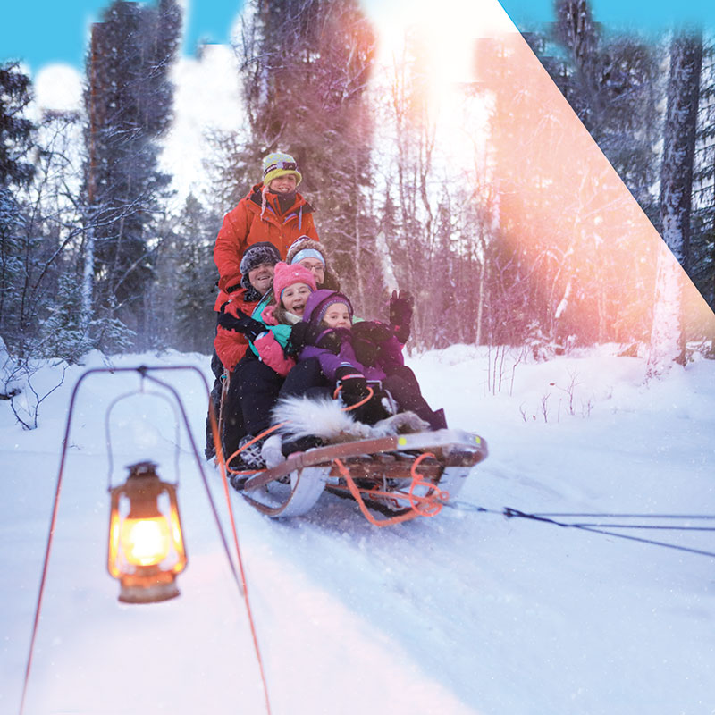 Lapland Santa experience kids on sleigh